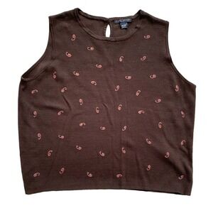 Lane Bryant Womens Brown Knitted Sleeveless Sweater Vest Size 26 / 28 Beaded